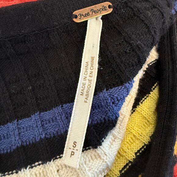 Free People Giget Stripe Knit Dress Multicolor Cotton Blend Retro Boho | Small - Picture 4 of 10